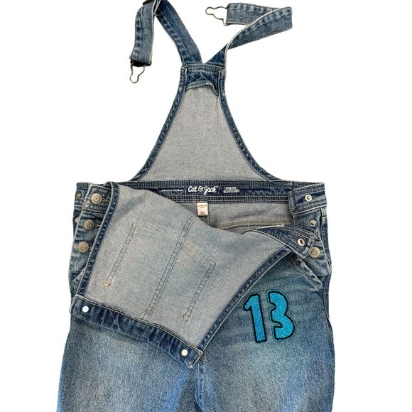 Taylor Swift Girls Overall Worn Denim Jeans Upcycled Cute Swiftie Fan Patches - Picture 4 of 9